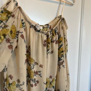 Floral off the shoulder tan blouse!